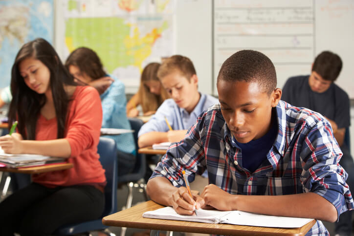 students learning language